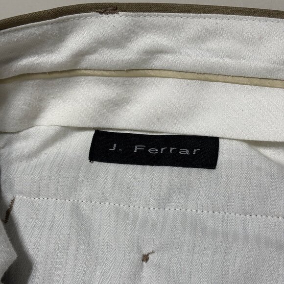 J. Ferrar Mens Dress Pants 42x32‎ Pleated Khaki Tan Polyester Slacks - Picture 6 of 10